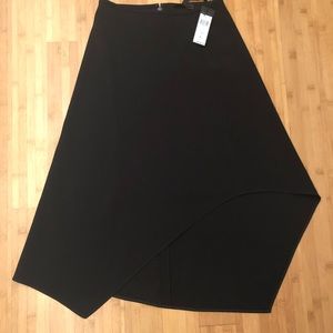 BCBG asymmetrical black midi skirt